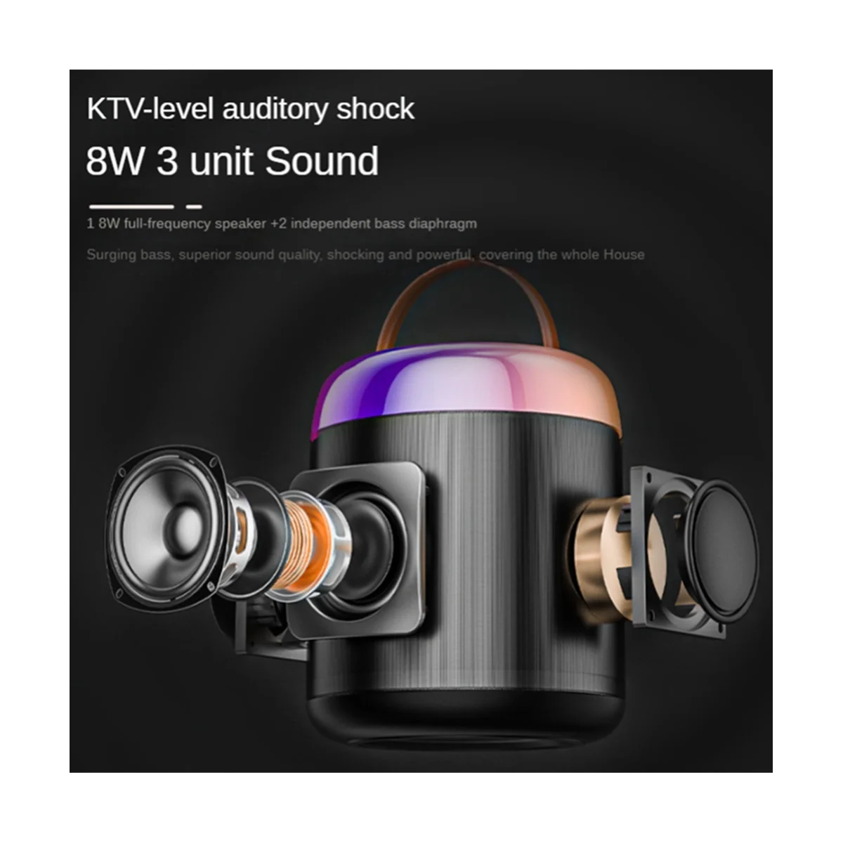 Mikrofon Bluetooth Hangszóró Nemzeti Ének Haza KTV Hordozható Audio Kültéri (Fekete)2