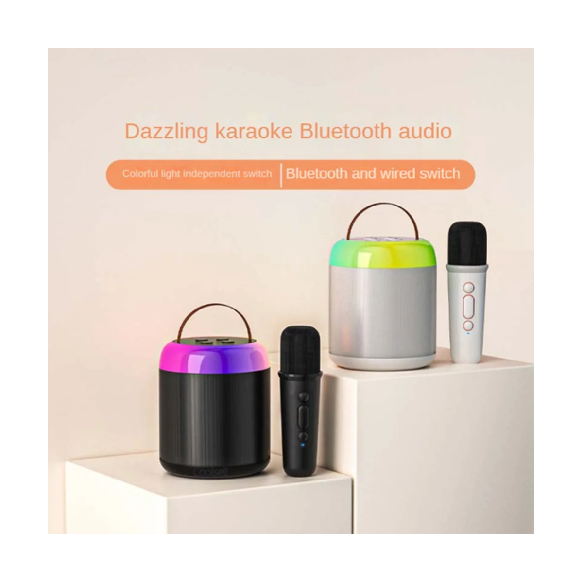 Mikrofon Bluetooth Hangszóró Nemzeti Ének Haza KTV Hordozható Audio Kültéri (Fekete)5