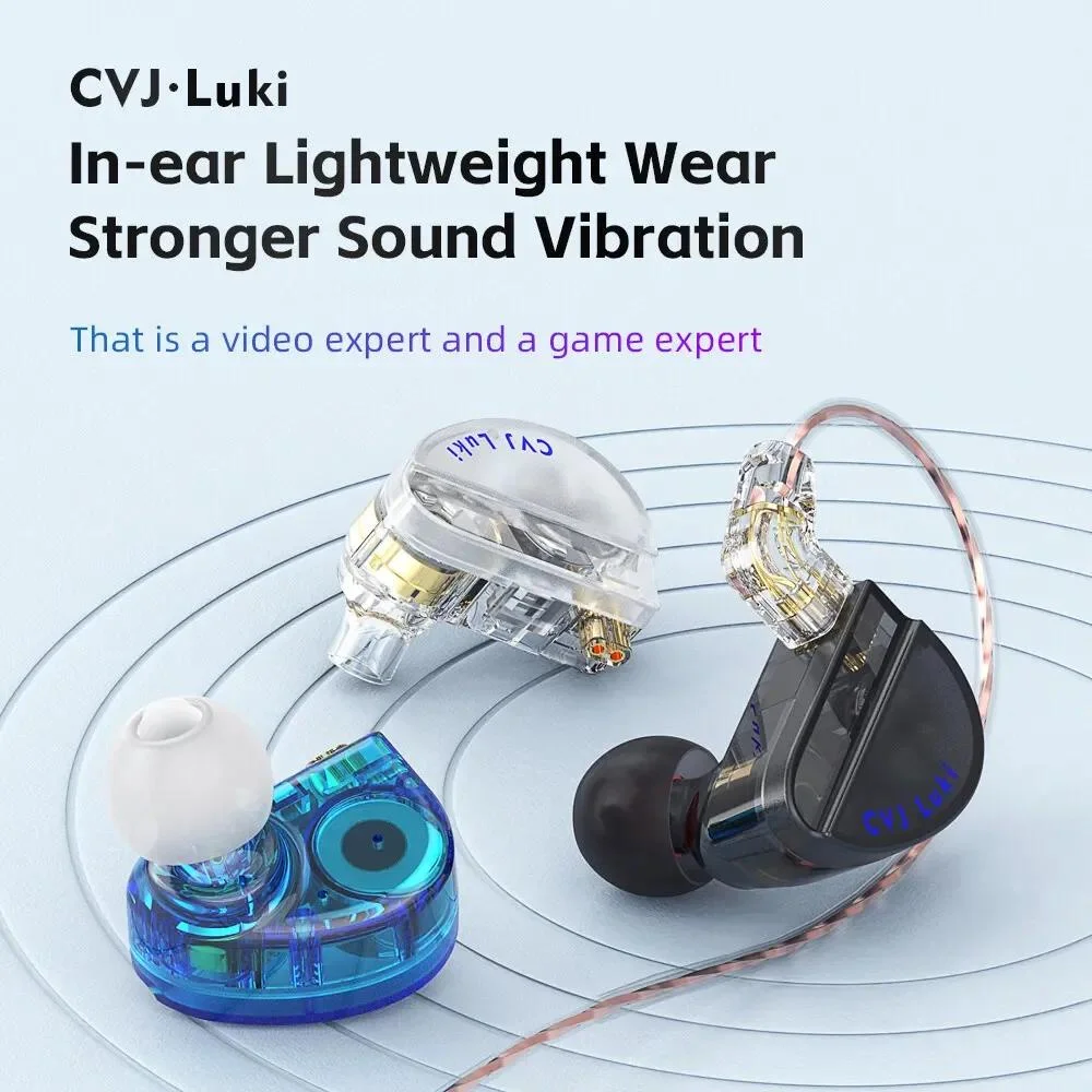 CVJ Luki Fülhallgató Vibrációs Egység+10mm Kiemelt Dinamikus Fülhallgató, 2Pin Levehető Sport Futó Gaming Headset Zene IEM Fülhallgató2