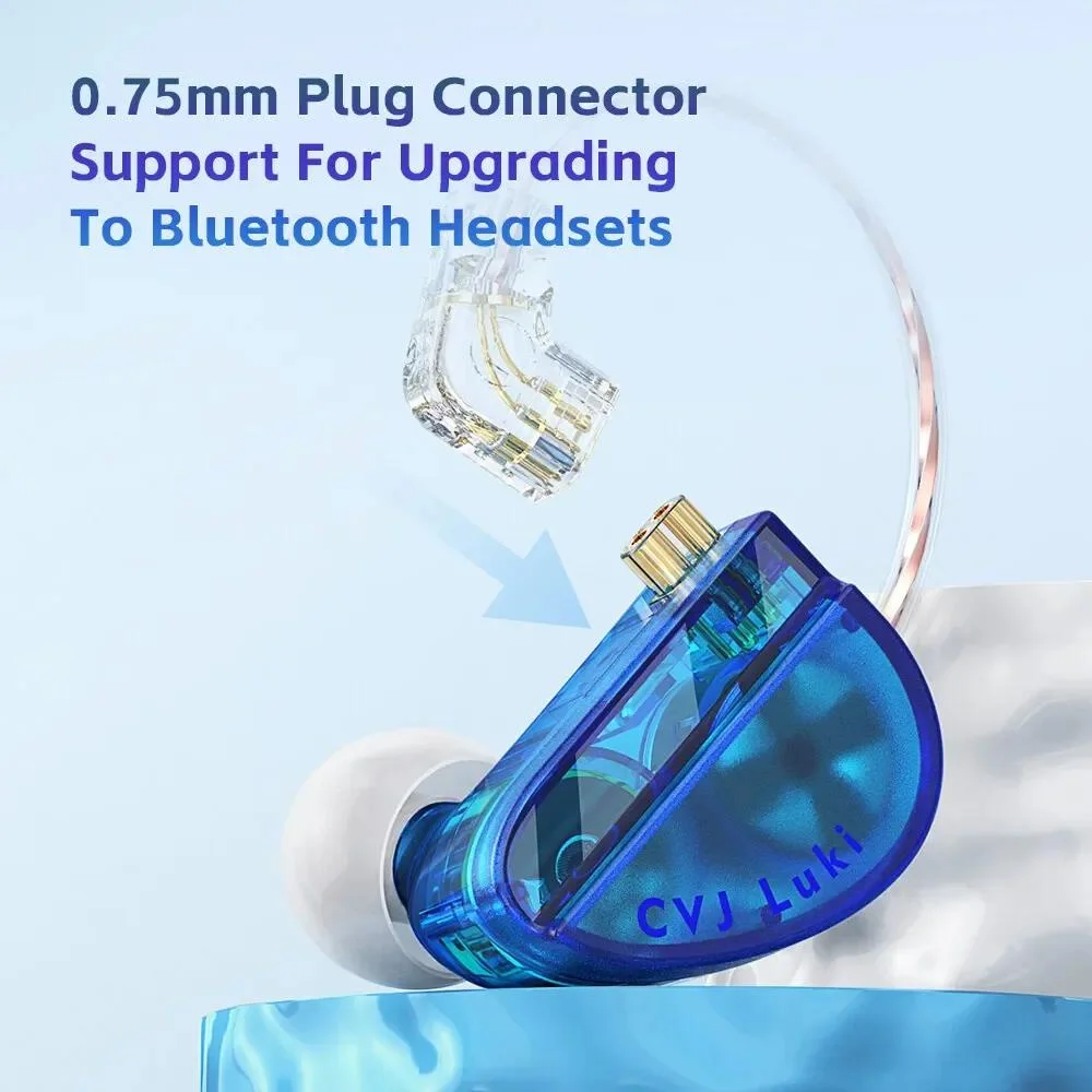 CVJ Luki Fülhallgató Vibrációs Egység+10mm Kiemelt Dinamikus Fülhallgató, 2Pin Levehető Sport Futó Gaming Headset Zene IEM Fülhallgató5