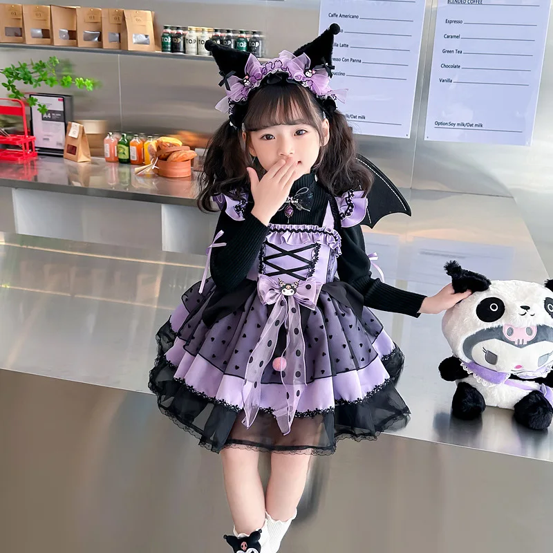 Sanrio Kuromi Aranyos Anime Cosplay Lolita Ruha Rajzfilm Tavaszi Halloween Aranyos Lány Születésnapi Party Kellékek Szerepe Játék Ajándék0