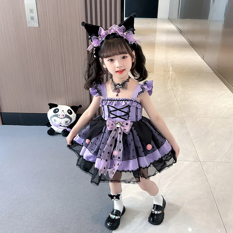 Sanrio Kuromi Aranyos Anime Cosplay Lolita Ruha Rajzfilm Tavaszi Halloween Aranyos Lány Születésnapi Party Kellékek Szerepe Játék Ajándék2