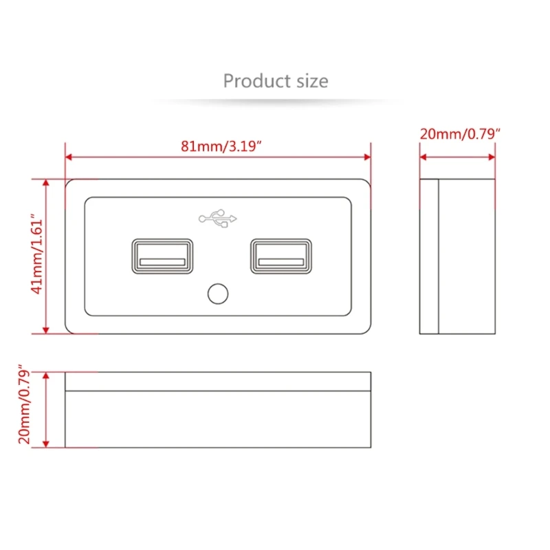 12V USB Aljzathoz két USB Autós Csatlakozó Aljzathoz Panel Szerelhető Dupla Port 12V 24V Gyors USB5
