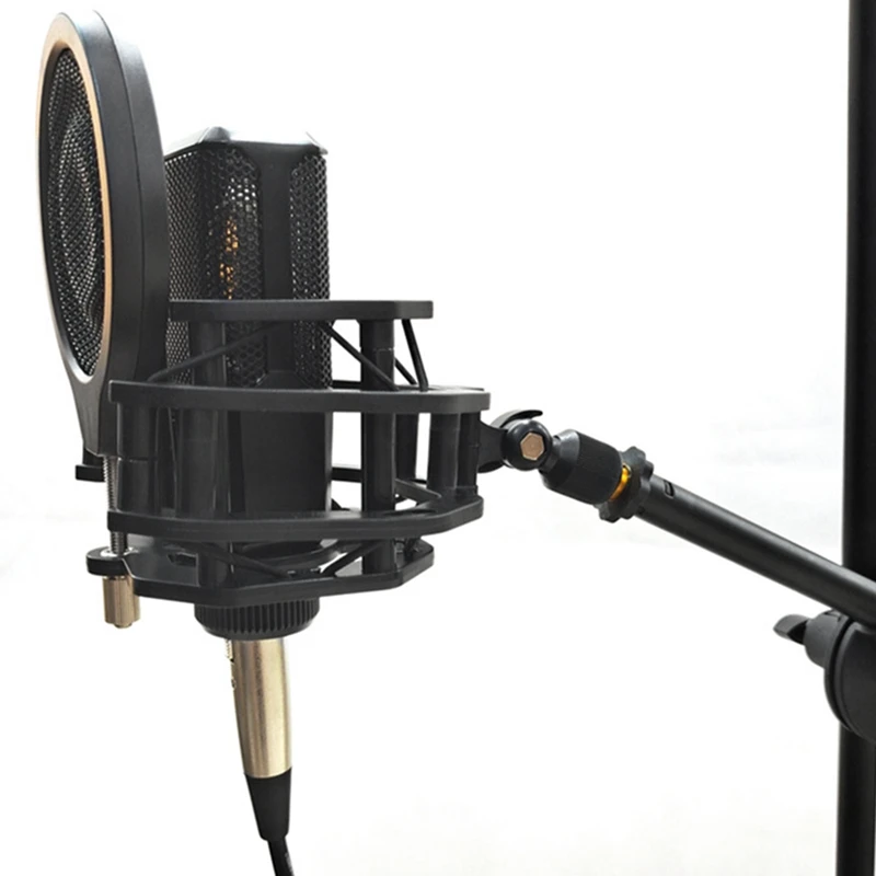 1 Darab Mikrofon Professzionális Rezgéscsillapító Tartó Szűrő Képernyőjén A Fekete Univerzális Mikrofon Tartó Kondenzátor Mikrofon2