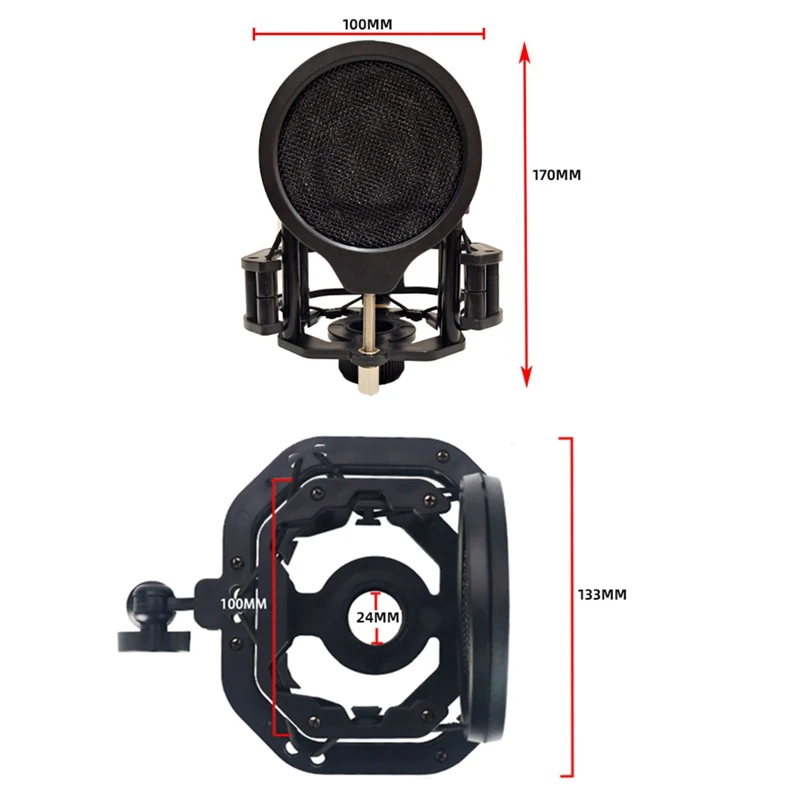 1 Darab Mikrofon Professzionális Rezgéscsillapító Tartó Szűrő Képernyőjén A Fekete Univerzális Mikrofon Tartó Kondenzátor Mikrofon5