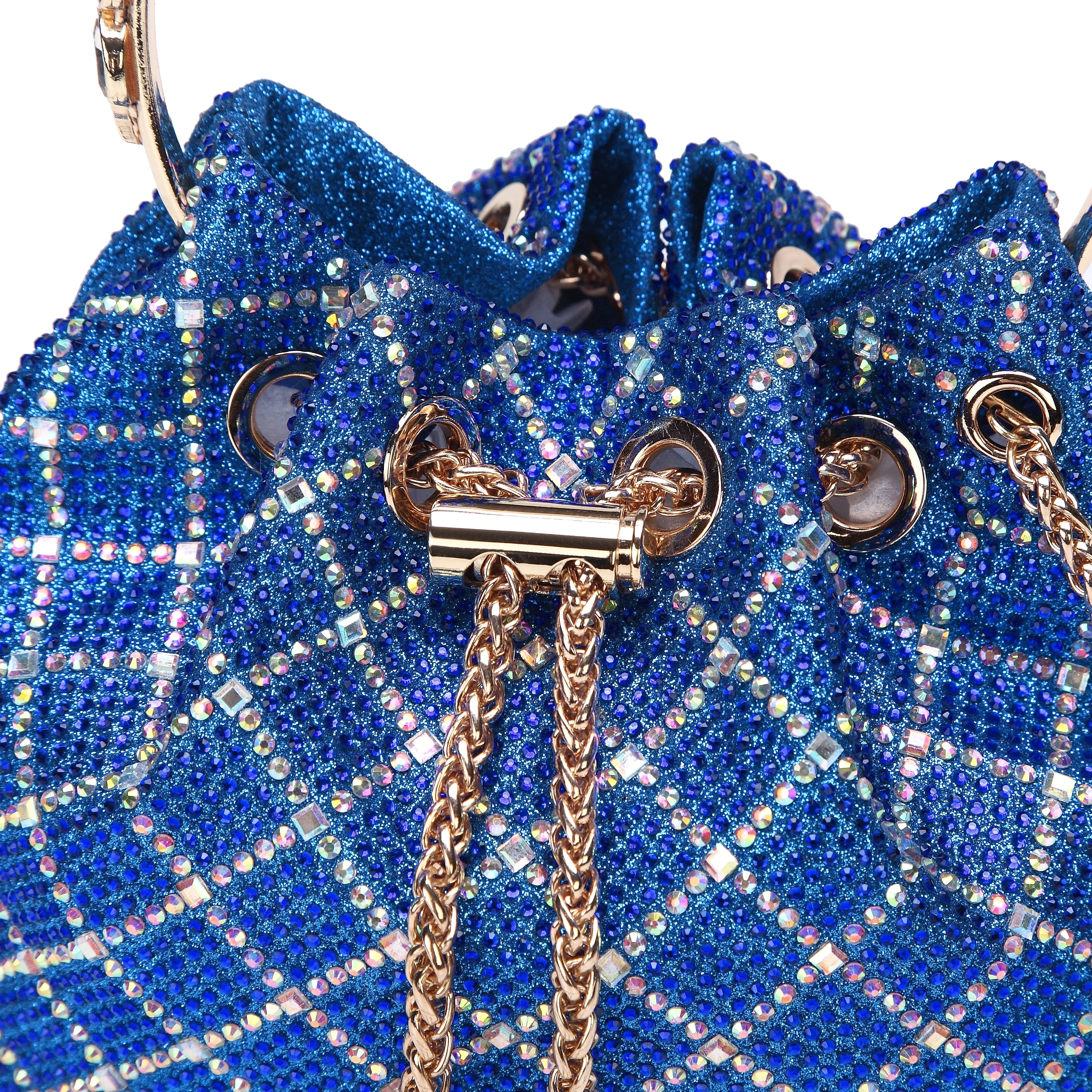 Royal Kék Magassarkú Szandál Hölgy 2023 Luxus Design Teljes Gyémánt Hegyes Toe Esküvői Cipő, Puha Táska Beállított Fél5