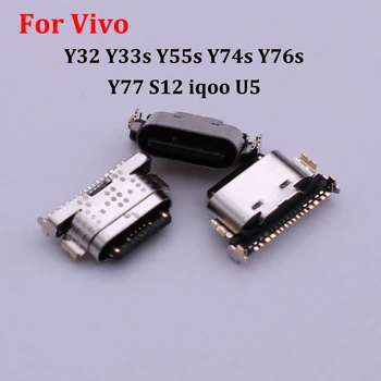 10-20DB A Vivo Y32 Y33s Y55s Y74s Y76s Y77 S12 iqoo U5 USB Töltő Port Dokkoló Plug Töltő Csatlakozó Aljzat Javítása Alkatrész