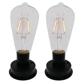 2db Napelemes LED Volfrám Izzó Lámpa 2800K Automatikus fényérzékelő Kerítés Éjjel Lámpák, Kerti Lámpa(8,5 Cm)