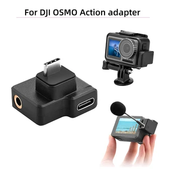 A DJI Osmo Akció mikrofon, 3,5 mm-es/USB-C Adapter audio külső 3,5 mm-es mikrofon állvány TRS Csatlakozó DJI Osmo Akció Tartozékok Alkatrészek