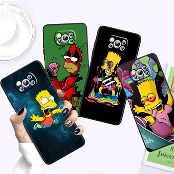A Xiaomi Mi Poco F5 F4 F3 F2 X5 X4 X3 M6 M5 M5S M4 M3-C40 Pro GT NFC 5G Fekete Anime Lisa Simpson család Bart Érdekesség Telefon Esetében
