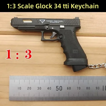 Forró 1:3 Glock G17 G34 TTI Szigma Taktikai Alufelni Birodalom PUBG Mini Pisztoly Kulcstartó Játék Pisztolyt Fidget Játék Shell Ejekciós Ingyenes Összeszerelés