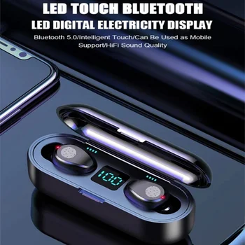 Led Touch Vezeték nélküli Bluetooth Fülhallgatóval Felszerelt 2000mah Töltés Esetben Mobil Tápegység Sztereó zajszűrő Earplug F9 Tws