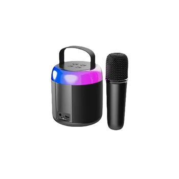 Mikrofon Bluetooth Hangszóró Nemzeti Ének Haza KTV Hordozható Audio Kültéri (Fekete)
