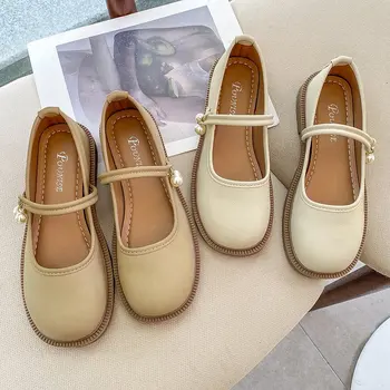 Retro Lapos Cipő Női 2023 Új Nyári Sekély Szája Alacsony Sarok Sokoldalú Mary Jane Cipő Zapatos De Mujer Kerek Toe