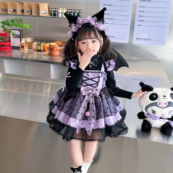 Sanrio Kuromi Aranyos Anime Cosplay Lolita Ruha Rajzfilm Tavaszi Halloween Aranyos Lány Születésnapi Party Kellékek Szerepe Játék Ajándék