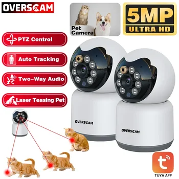 TUYA WiFi Kamera 5MP Haza Megtekintése Biztonsági Baba Idősebb Laser Pet Gimbal Fejét Rázta Gép Kamera Monitor Védelme Audio Kamera