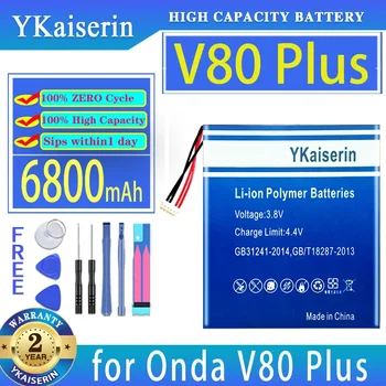 YKaiserin Akkumulátor V80 Plusz (5-Vezetékes Csatlakozó) by egy 6800mah az Onda V80Plus OC801 OI100 V80SE OI101 Volta