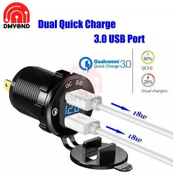 Új LED Feszültség Digitális Kijelző Dual Quick Charge USB 3.0 QC3.0 Gyors Töltő Autós Töltő 12V-24V Valós Időben Nyomon Autó Feszültség