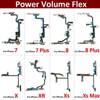 Új Power On Off Flex iPhone 7 7 G 8 8G Plusz X XR XS Max Hangerő Le Oldalsó Gomb Gomb Flex Szalag Kábel Fém